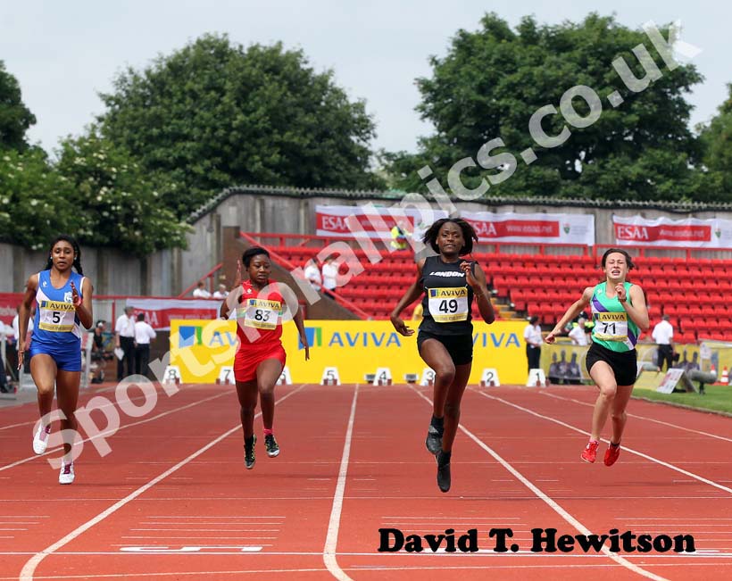 Daryll Neita (London) wins the Inter Girls 100 metres.